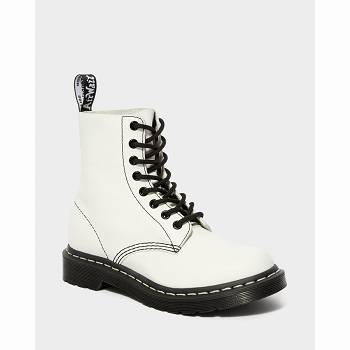 Dr Martens 1460 Pascal Virginia Up - Biele Cizmy Damske, D206SK